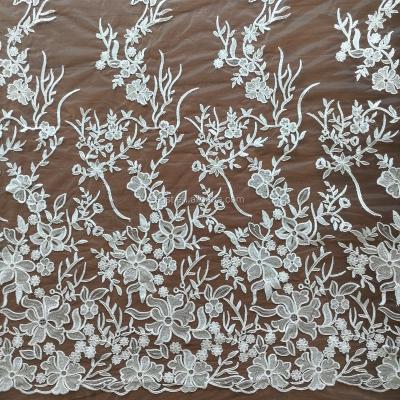 China 2017 big WICK flower sequins net fabric embroidery lace fabric for sale