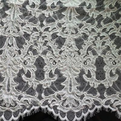 China Viable White Bridal Alencon Embroidery Lace Fabric For Bridesmaid Dresses for sale