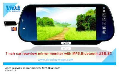 China 7inch bluetooth rearview car mirror monitor with USB&SD and car security camera system car for sale