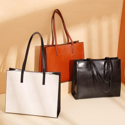 China Latest Fashion Style Vintage Women PU Leather Tote Bag Shoulder Bag Pures And Handbags For Women for sale