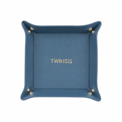 China Twinsis Design Leather Home Office Tray Square Key Tray Folding Sustainable Valet Tray for sale