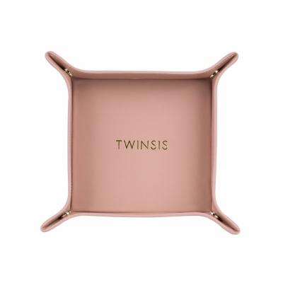 China Twinsis Traditional Design Wholesale Customized Leather Home Accessories Decorative Serving Tray Office House Square Folding Valet Trays for sale