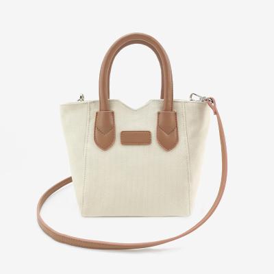 China Lady Canvas Cotton Casual Bucket Bag PU Leather Sling Bags Women Handbags Wholesale for sale