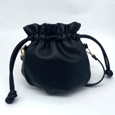 China Fashion PU Women Mini Soft Leather Bucket Bag Women String Cross - Body Bag for sale