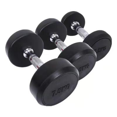 China Durable Entertainment Machines Weights Round Head Dumbbell Black Dumbbells For Home Fitness for sale