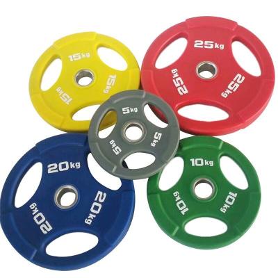 China Durable Hot Selling Gym Barbell Set Rubber Bumper Plates Weightlifting Gym Grip Weight Dish for sale