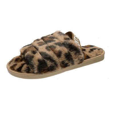 China Plush Slippers Anti-Slippery Border Women 2021 New Fashion Leopard Print Cotton Amazon Casual Slippers Exclusively For Woolen Shoes for sale