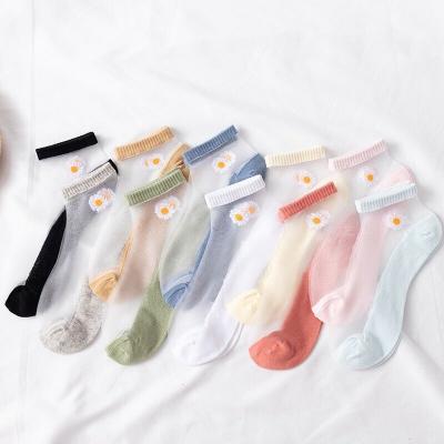 China QUICK-DRY Daisy bangs exquisite glass stockings female factory direct sales spring and summer cartoon socks for sale