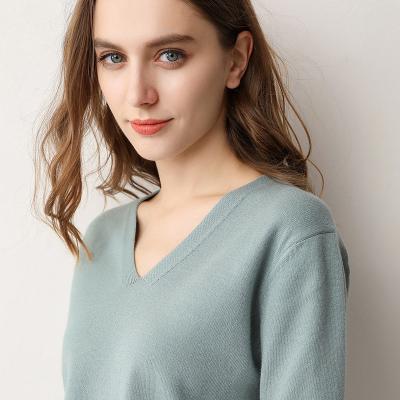 China 2020 New Anti-wrinkle Autumn/Winter V-Neck Loose Knit Sweater Blouse For Women T-shirts for sale