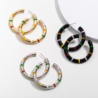 China European and American popular fashion simple color retro earrings circle earrings alloy c-shaped earrings for women for sale