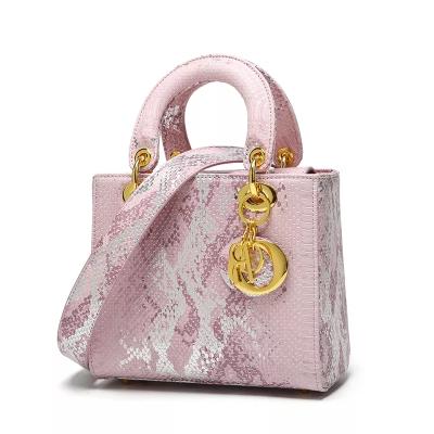 China New Arrival Hot Sale Fashion Luxury Unique Snakeskin PU Tote Handbag Designer Lady Princess Diana Bag for sale