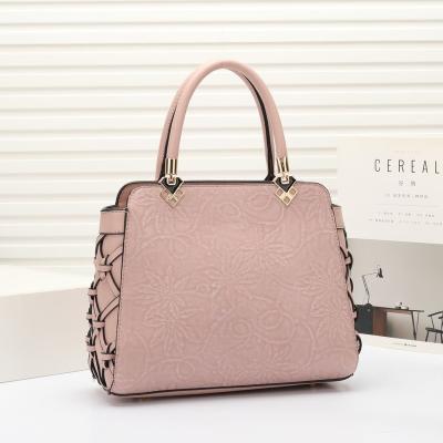 China NEW Design OEM Fashion Large Capacity Handbag PU Leather Handbags Flower Hand Knitting For Women Bag for sale