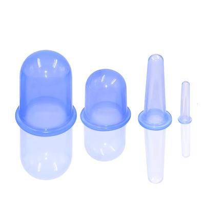 China Dropshipping Blue 4pcs Blue Facial Vacuum Cupping Set Therapy Cupping Cupping Chinese Medical Traditional Silicone Cupping for sale