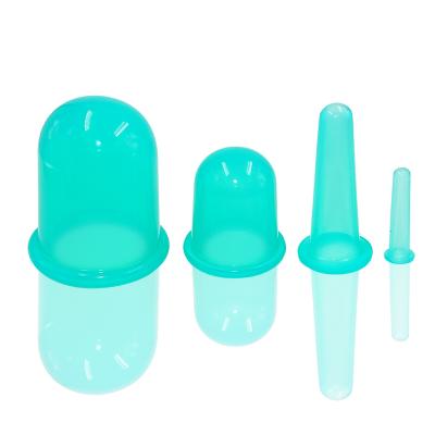 China Dropshipping Green 4pcs Set Facial Cupping Vacuum Therapy Facial Cupping Cupping Traditional Chinese Medical Silicone for sale