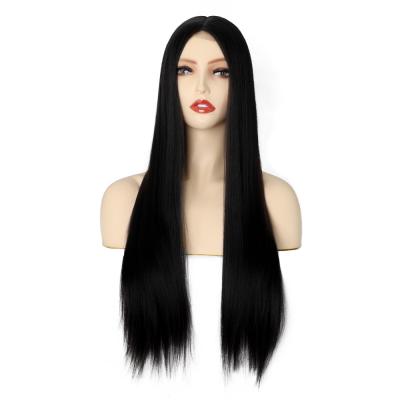 China Dropshipping Synthetic Wave Hair Wigs Long Silky Straight Hair Wigs Lace Front Wigs For Black Women for sale