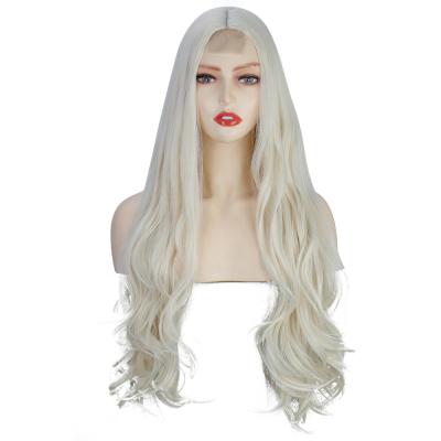 China Free Water Wave Wig Cap 24 Inch Long Wavy Curly Lace Front Wigs High Quality Synthetic Hair Cheap Wigs for sale