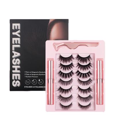 China Natural Soft 7 Pairs 3D Other Eyelashes Wholsale Sellers Magnetic Eyelashes Extensions Eyelashes With Eyeliner for sale