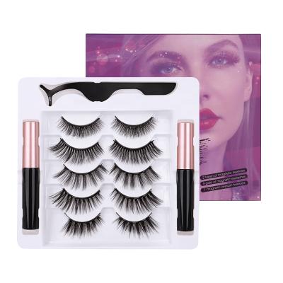 China Natural Soft 5 Pairs ODM Mixed Magnetic Eyelashes Set 3d Eyelash Vendors Eyelash Packaging Box Custom for sale