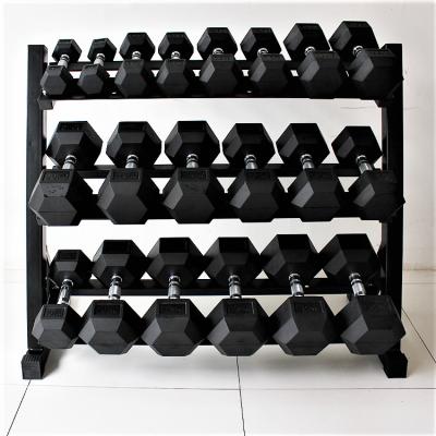 China Factory Wholesale Modern Commercial 3 Layer Dumbbell Rack Fitness Equipment 10 Pair Dumbbells for sale