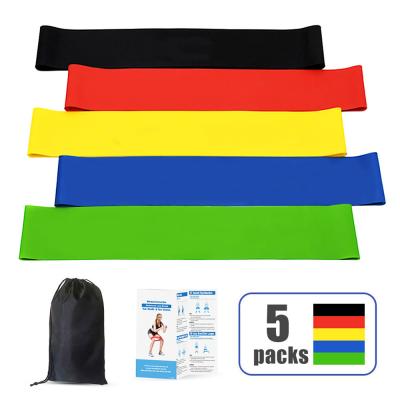 China Inoor Sporting Goods 5 Set Workout Bands Fitness Equipment Exercise Resistance Loop Bands With Carry Bag For Legs Butt Arm Yoga Pilates Fitness for sale