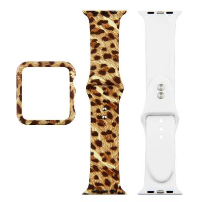 China Replacement Customized Strap Flower Stripe Leopard Print Silicone Colorful Printed Smart Rubber Watch Band Strap For Apple iwatch for sale