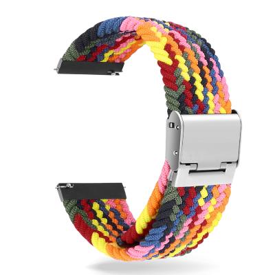 China New Replacement Adjustable Stretch Elastic Buckle Nylon Braided Solo Strap With Buckle For Watch Band 22 24mm for sale