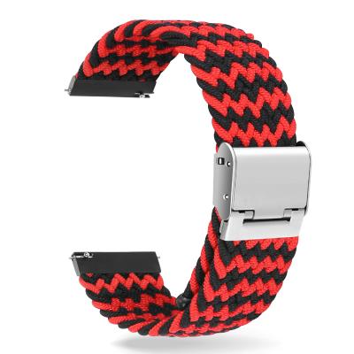 China New Replacement Adjustable Stretch Elastic Buckle Nylon Braided Solo Strap With Buckle For Watch Band 22 24mm for sale