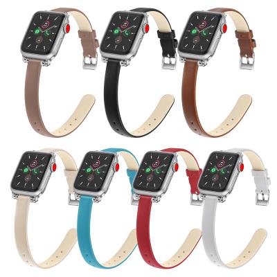 China Replacement Thin Genuine Leather With Pearl Wrist Watch Band For Apple Watch Series 5 4 Straps For Women for sale