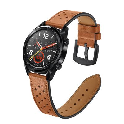 China Handmade Genuine Leather 22Mm Spare Watch Band Strap Replacement For Samsung Galaxy Watch 46Mm Gear S3 for sale