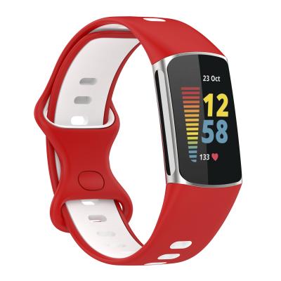 China Fashion Waterproof Adjustable Sports Watch Strap Small Silicone Color Stitching Bands For Fitbit Charging Watch 5 Bands Watch for sale