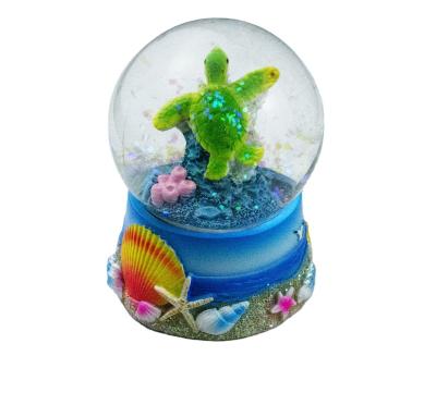 China Europe cheap 65mm polyresin turtle water globe polyresin water ball sea turtle figurine for sale