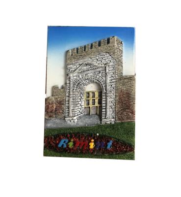 China Europe Hand painting polyresin 3D fridge magnet city building design for sale