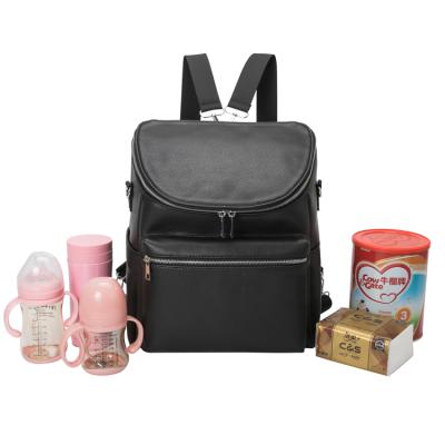 China Juni Wholesale Vegan Baby Multifunctional Leather Anti-theft Luxury Diaper Bag Chagning Backpack Mommy Bag for sale