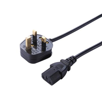 China UK Standard Home Appliance Copper Extension Power Cord Three-Pin British Standard AC Power Cord For Computer for sale