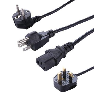 China Home Appliance 0.5 1 1.2 1.5M Power Cord Computer 3 Pin Copper Pvc Cable Brazilian for sale