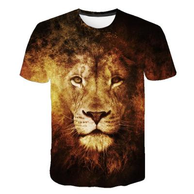 China Amazon Custom Anti-Wrinkle All Over Print T Shirt Lion Animal T-Shirts 100% Polyester Oversized Sublimation Graphic Stitches Print T Shirt For Men for sale