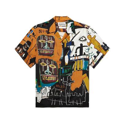 China 2022 fashion viscose rayon sublimation printing custom shirt hawaiian beach shirts anti-pilling polyester camisas for men for sale