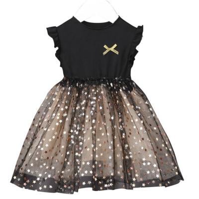 China Washable Special Hot Selling Special Cotton Dress Sequin Star Casual Puffy Kids Lace Up Dress for sale