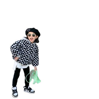 China Parent-child Breathable Outfit Boys And Girls Net Red Checkerboard Rabbit Fur Coat Mother And Child Two Fake Jackets for sale