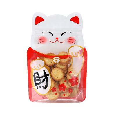 China Moisture Proof Red Cute Recycled Pet Shape Candy Bags With Zipper for sale