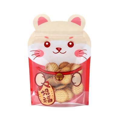 China Moisture Proof Reusable Empty Cartoon Baking Self Seal Cookie Shaped Plastic Sealing Bag for sale