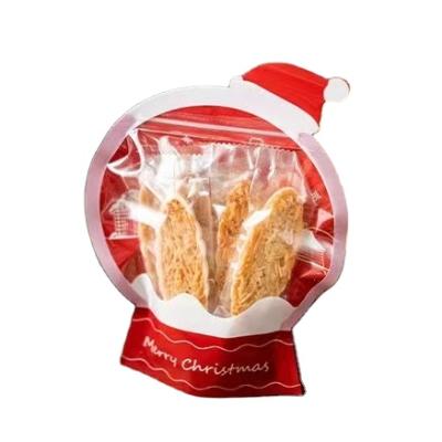 China Recyclable Resealable Food Grade Christmas Crystal Ball Shaped Plastic Sachet Bags For Cookie Gift for sale