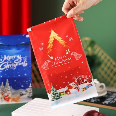 China Red / Blue Disposable Paper Christmas Gift Kraft Paper Bags With Tin Tie For Bread Cookie Toast for sale