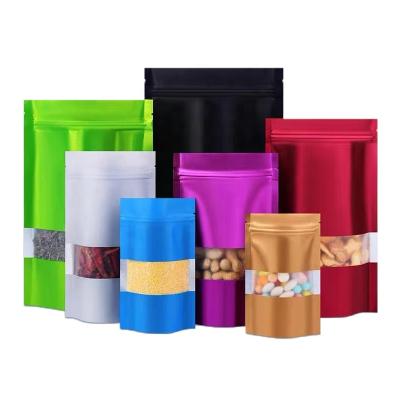 China Custom Logo Coffee Bag Packaging Aluminum Foil Bag Food Matte Ziplock Bag Moisture Proof With Clear Window for sale