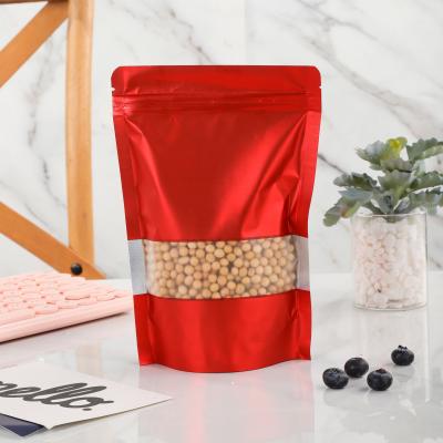 China Custom Colored Food Packaging Mylar Printed Zip Lock Moisture Proof Aluminum Foil Bag With Clear Window for sale