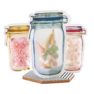 China Mason Jar Zipper Moisture Proof Resealable Bag Snack Storage Packaging Plastic Ziplock Bags for sale