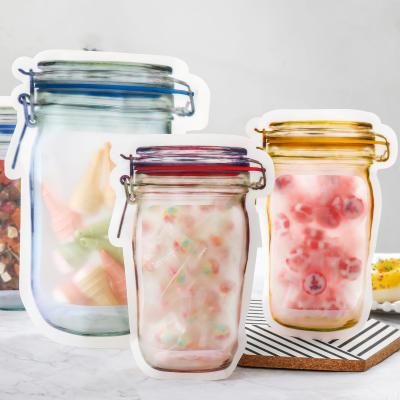 China Wholesale Reusable Mason Jar Bottles Bags Zipper Moisture Proof Sealed Snack Storage Packaging Pouches for sale