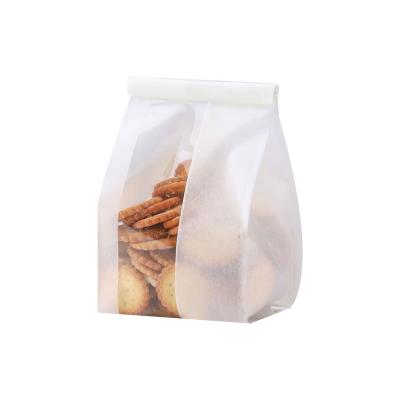 China Moisture Proof White Food Grade Cotton Paper Bread/Toast Packaging Bag With Clear Window And Tin Tie for sale