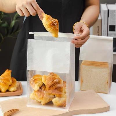 China Disposable Bakery Bags With Window Tin Tie Tab Lock Bags 8.9x4.3x10.8' Whole Wheat Toast Packaging Bag for sale