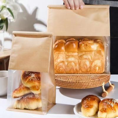 China Disposable Bread Bread Bag Wrapping Paper Food Packaging Storage Bakery Toast Paper Bag With Front Window for sale